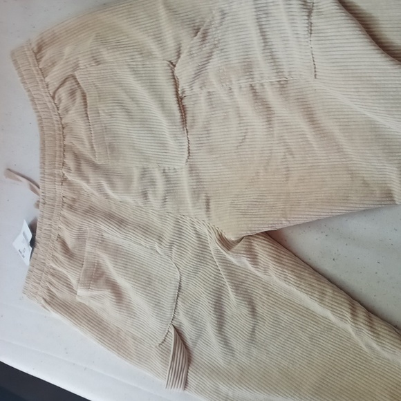 FOREVER 21 Beige Ribbed Drawstring Pants - Picture 2 of 3